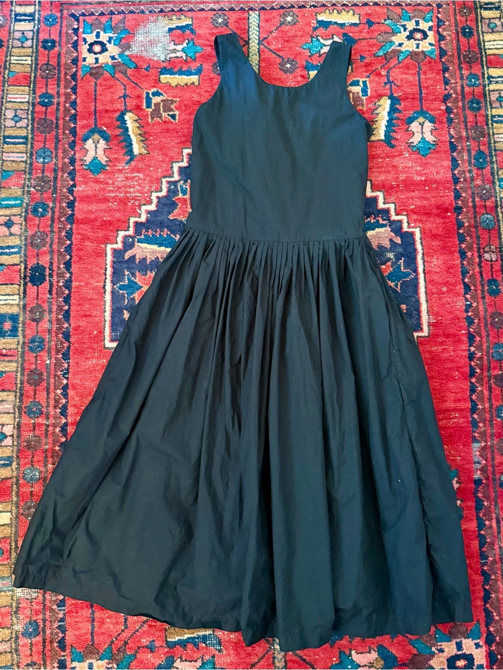 SARA LANZI Tie-Back Midi Dress - S - Cotton Poplin - Black - $900 - La Garconne